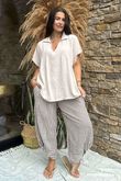 Made in Italy Noa Linen Blend Pop Over Smock Stone /7 =