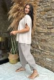 Made in Italy Noa Linen Blend Pop Over Smock Stone /7 =