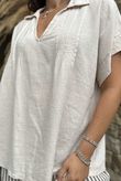 Made in Italy Noa Linen Blend Pop Over Smock Stone /7 =