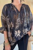 Made in Italy Noctura Pure Cotton Peasant Blouse Black /17 =