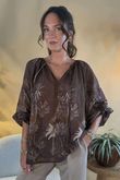 Made in Italy Noctura Pure Cotton Peasant Blouse Chocolate /16 =
