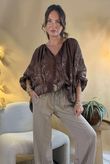 Made in Italy Noctura Pure Cotton Peasant Blouse Chocolate /16 =