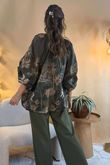 Made in Italy Noctura Pure Cotton Peasant Blouse Khaki /17 =