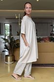 Made in Italy Noor Linen Blend Pocketed Dress Stone