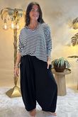 Made in Italy Perfect Breton V Long Sleeve Top Black