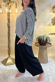 Made in Italy Perfect Breton V Long Sleeve Top Black