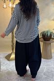 Made in Italy Perfect Breton V Long Sleeve Top Black