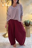 Made in Italy Perfect Breton V Long Sleeve Top Burgundy