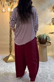 Made in Italy Perfect Breton V Long Sleeve Top Burgundy
