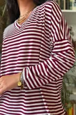 Perfect Breton V Long Sleeve Top Burgundy 