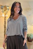 Made in Italy Perfect Breton V Long Sleeve Top Dark Brown