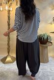 Made in Italy Perfect Breton V Long Sleeve Top Dark Brown