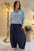 Made in Italy Perfect Breton V Long Sleeve Top Dark Denim