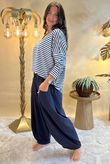 Made in Italy Perfect Breton V Long Sleeve Top Dark Denim