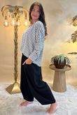 Made in Italy Perfect Breton V Long Sleeve Top Dark Grey