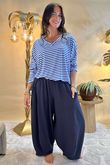 Made in Italy Perfect Breton V Long Sleeve Top Med Blue