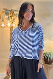 Made in Italy Perfect Breton V Long Sleeve Top Med Blue
