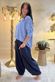 Made in Italy Perfect Breton V Long Sleeve Top Med Blue