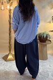 Made in Italy Perfect Breton V Long Sleeve Top Med Blue