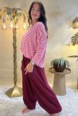 Made in Italy Perfect Breton V Long Sleeve Top Hot Pink