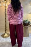 Made in Italy Perfect Breton V Long Sleeve Top Hot Pink