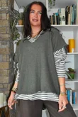  Perfect Breton V Long Sleeve Top Khaki 