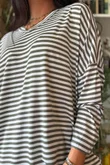  Perfect Breton V Long Sleeve Top Khaki 