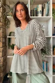  Perfect Breton V Long Sleeve Top Khaki /15