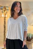 Made in Italy Perfect Breton V Long Sleeve Top Light Grey