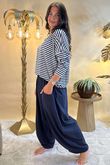 Made in Italy Perfect Breton V Long Sleeve Top Navy