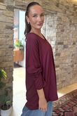 Made in Italy Perfect V Long Sleeve Top Burgundy