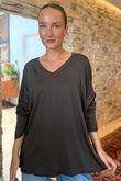 Made in Italy Perfect V Long Sleeve Top Chocolate