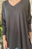Made in Italy Perfect V Long Sleeve Top Chocolate