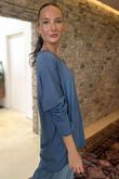 Made in Italy Perfect V Long Sleeve Top Dark Denim