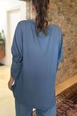 Made in Italy Perfect V Long Sleeve Top Dark Denim