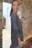 Made in Italy Perfect V Long Sleeve Top Grey Marl