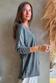  Perfect V Long Sleeve Top Grey Marl 