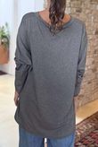 Made in Italy Perfect V Long Sleeve Top Grey Marl