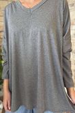 Made in Italy Perfect V Long Sleeve Top Grey Marl