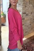 Made in Italy Perfect V Long Sleeve Top Hot Pink