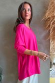  Perfect V Long Sleeve Top Hot Pink 