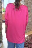 Made in Italy Perfect V Long Sleeve Top Hot Pink