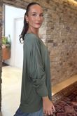 Made in Italy Perfect V Long Sleeve Top Khaki