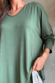  Perfect V Long Sleeve Top Khaki 