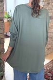 Made in Italy Perfect V Long Sleeve Top Khaki