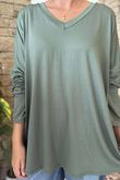 Made in Italy Perfect V Long Sleeve Top Khaki