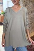 Made in Italy Perfect V Long Sleeve Top Mocha