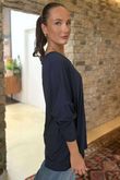 Made in Italy Perfect V Long Sleeve Top Navy