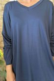 Made in Italy Perfect V Long Sleeve Top Navy