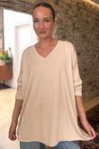 Made in Italy Perfect V Long Sleeve Top Stone